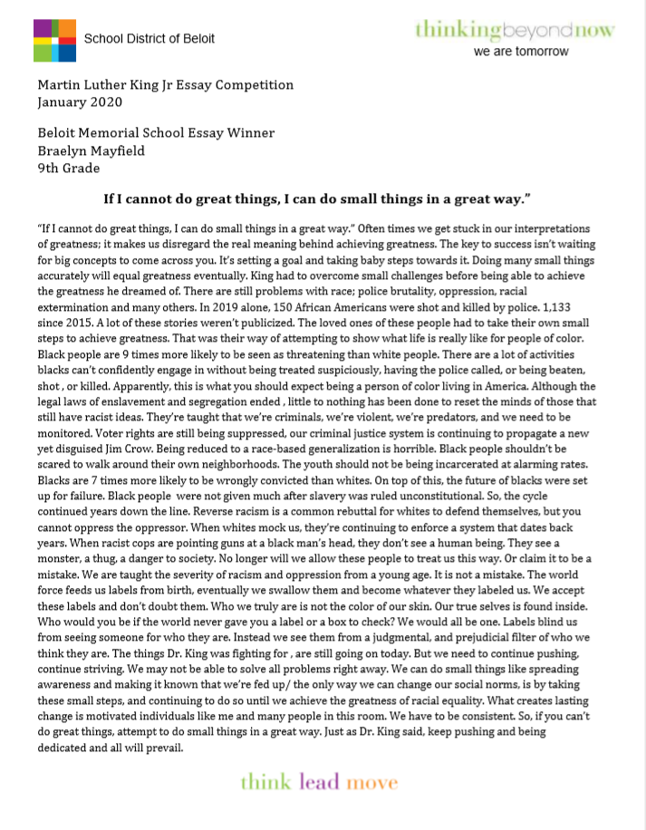 Martin luther king essay contest